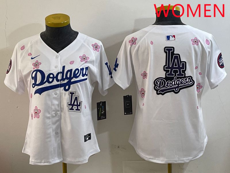 Women Los Angeles Dodgers Blank White Sakura Edition 2025 Nike MLB Jersey style 24